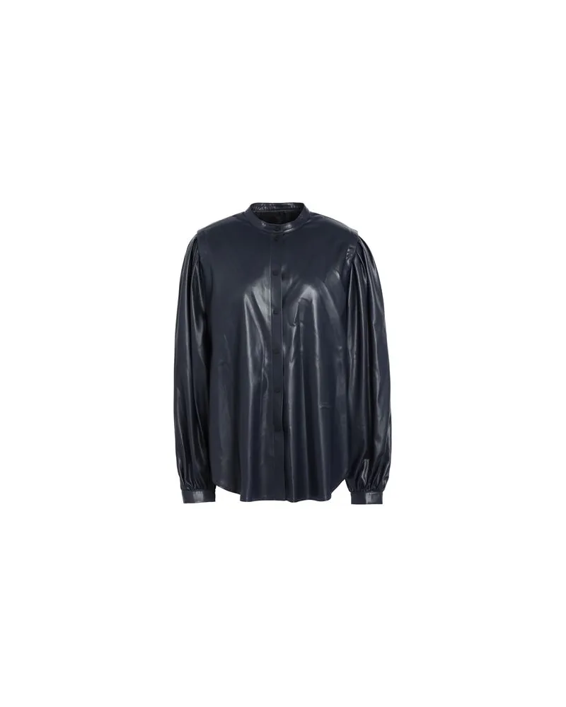 Karl Lagerfeld FAUX LEATHER SHIRT  - TOPS - Hemdenauf YOOX.COM Nachtblau