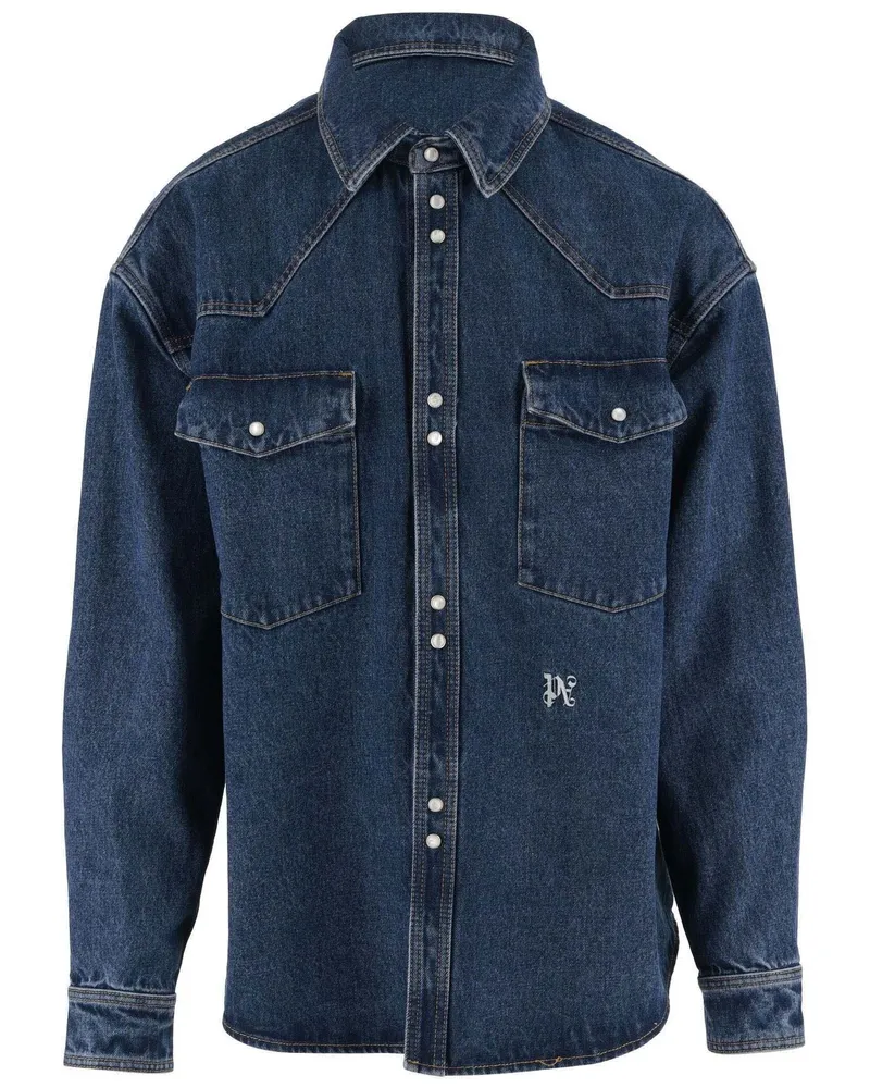 Palm Angels Jeansjacke/-mantel Blau