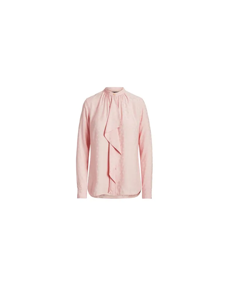 Ralph Lauren RUFFLE-TRIM LOGO JACQUARD SHIRT  - TOPS - Hemdenauf YOOX.COM Hellrosa