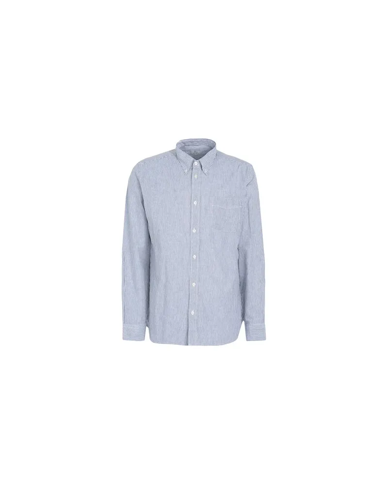 Woolrich COTTON LINEN STRIPE SHIRT - TOPS - Hemdenauf YOOX.COM Marineblau