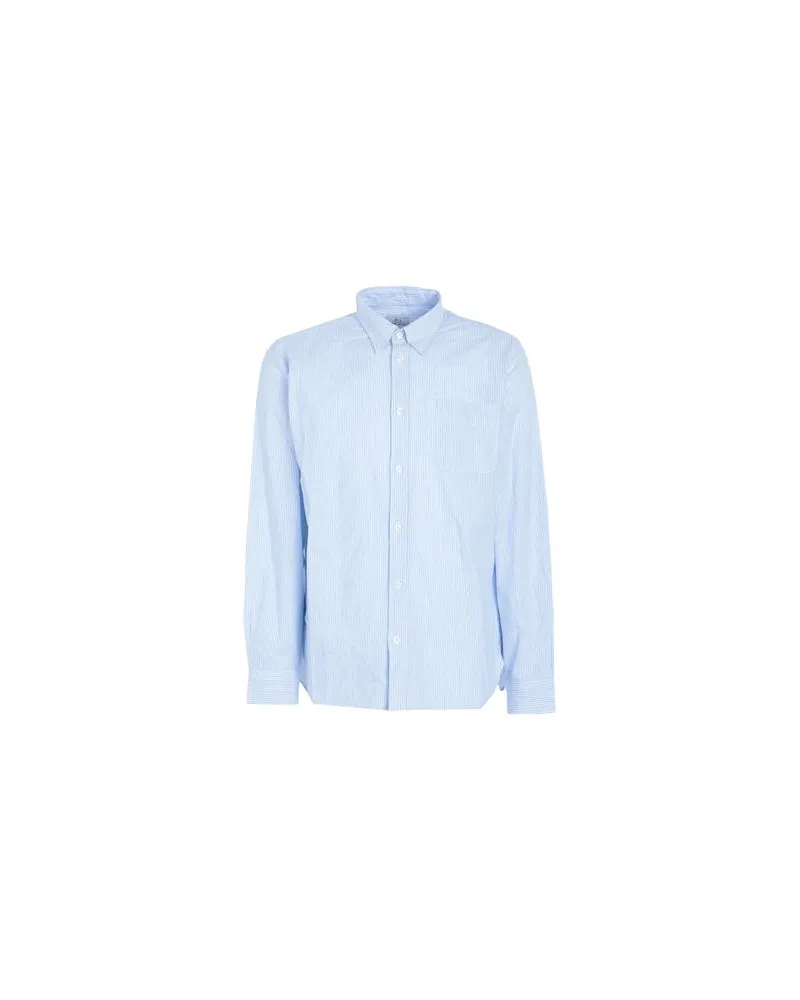 Woolrich COTTON LINEN STRIPE SHIRT - TOPS - Hemdenauf YOOX.COM Himmelblau