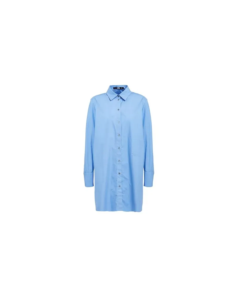 Karl Lagerfeld SIGNATURE TUNIC SHIRT  - TOPS - Hemdenauf YOOX.COM Azurblau