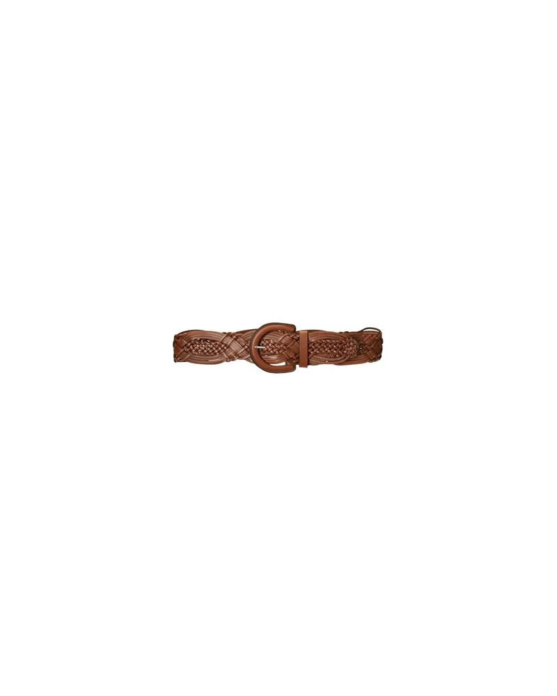 Ralph Lauren BRAIDED LEATHER WIDE BELT   - Kleinlederwaren - Gürtelauf YOOX.COM Braun