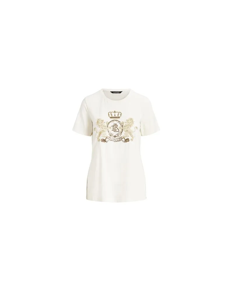 Ralph Lauren BEADED-CREST COTTON-BLEND TEE  - TOPS - T-shirtsauf YOOX.COM Beige