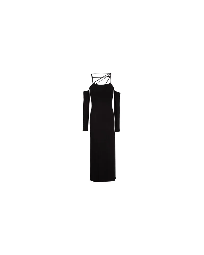 8 by Yoox VISCOSE JERSEY OFF-SHOULDER STRAP MIDI DRESS  - KLEIDER - Midi-Kleiderauf YOOX.COM Schwarz