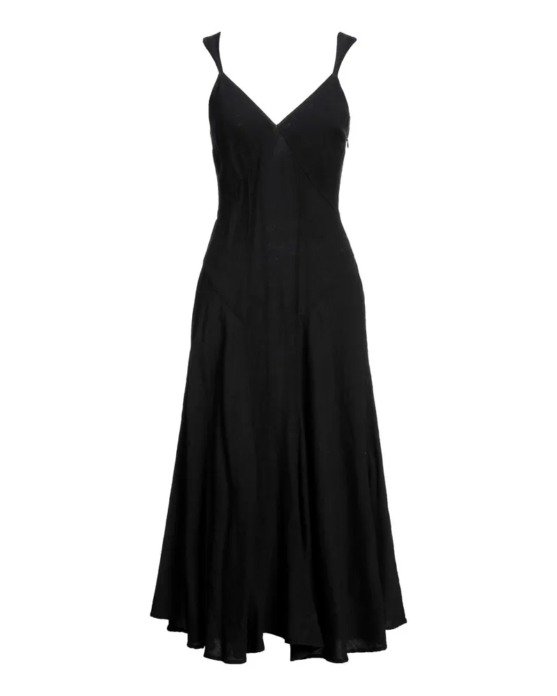 120% Lino Midi-Kleid Schwarz