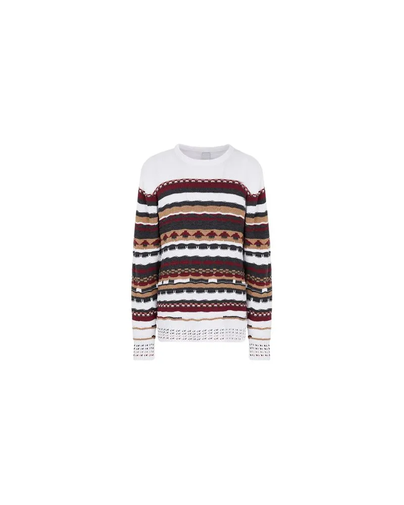 8 by Yoox COTTON BLEND MULTICOLOR CREWNECK JUMPER  - STRICKWAREN - Pulloverauf YOOX.COM Weiß