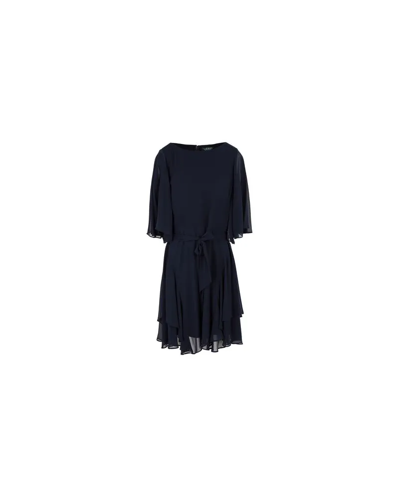 Ralph Lauren RUFFLED GEORGETTE COCKTAIL DRESS	 - KLEIDER - Mini-Kleiderauf YOOX.COM Nachtblau