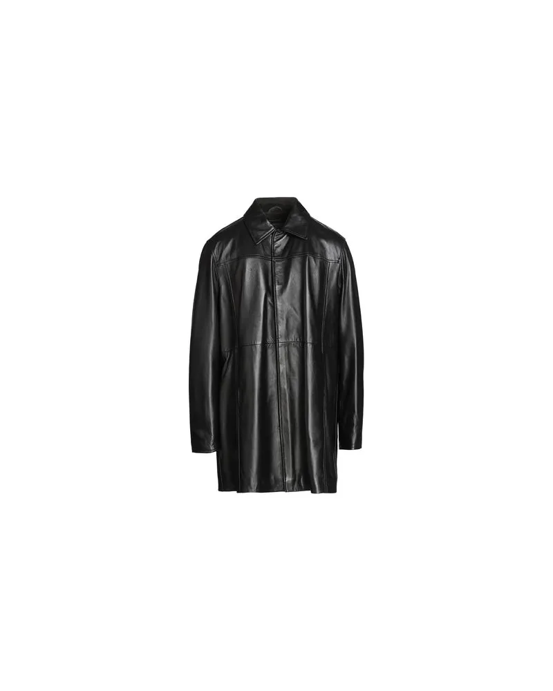 8 by Yoox LEATHER STRAIGHT COAT  - JACKEN & MÄNTEL - Mäntelauf YOOX.COM Schwarz