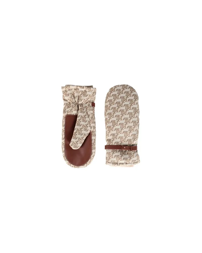 Ralph Lauren BUCKLE-TRIM MONOGRAM JACQUARD MITTENS  - ACCESSOIRES - Handschuheauf YOOX.COM Sand