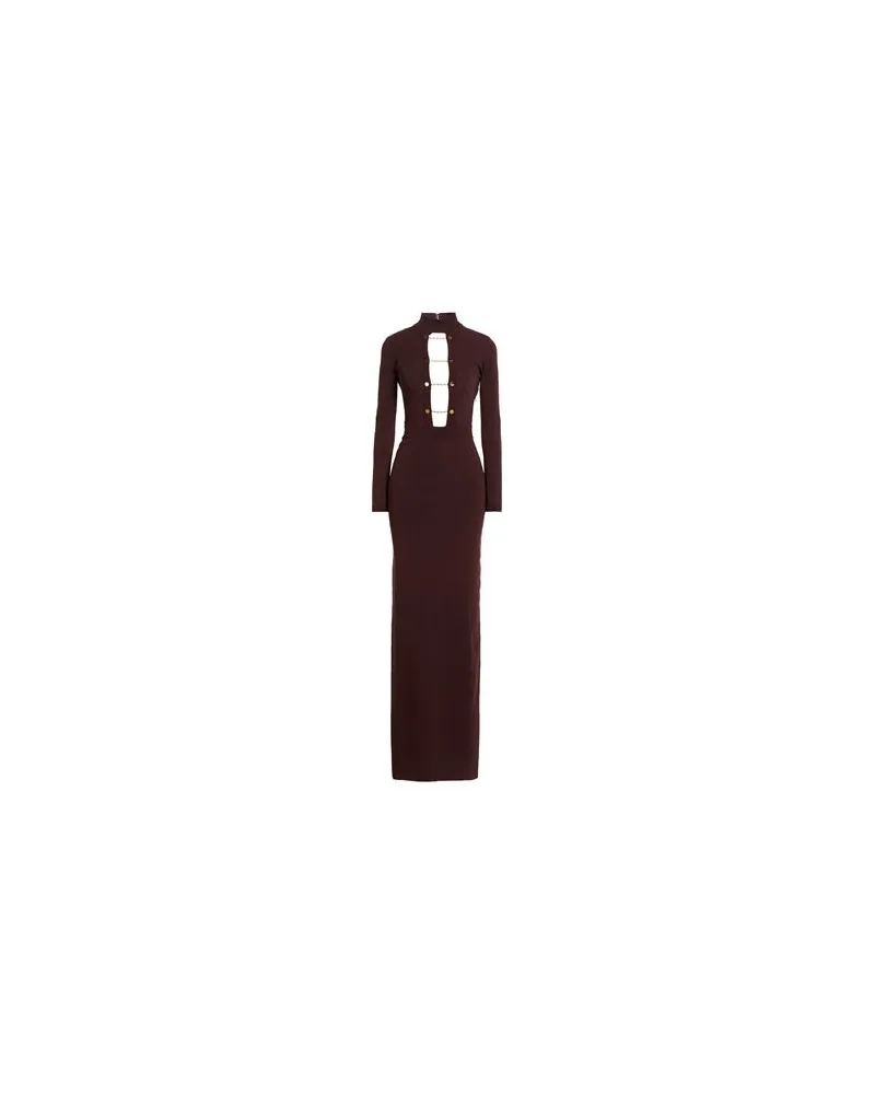 Elisabetta Franchi KLEIDER - Maxi-Kleiderauf YOOX.COM Schokobraun