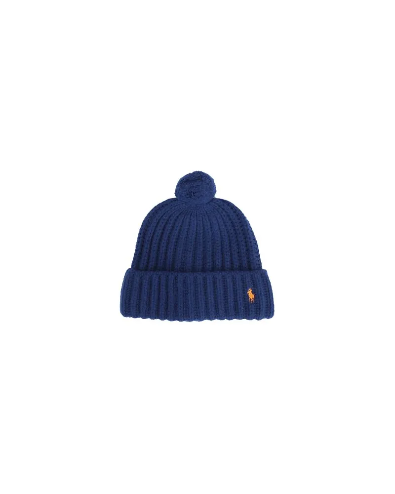 Ralph Lauren RIB-KNIT POM-POM WOOL-BLEND BEANIE  - ACCESSOIRES - Mützen & Hüteauf YOOX.COM Marineblau