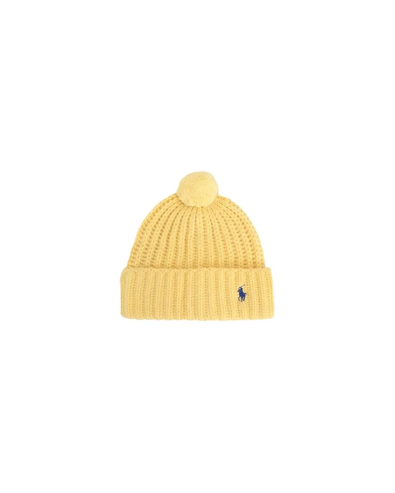 Ralph Lauren RIB-KNIT POM-POM WOOL-BLEND BEANIE  - ACCESSOIRES - Mützen & Hüteauf YOOX.COM Gelb