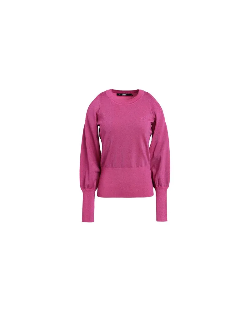 Karl Lagerfeld COLD-SHOULDER LUREX SWEATER  - STRICKWAREN - Pulloverauf YOOX.COM Fuchsia