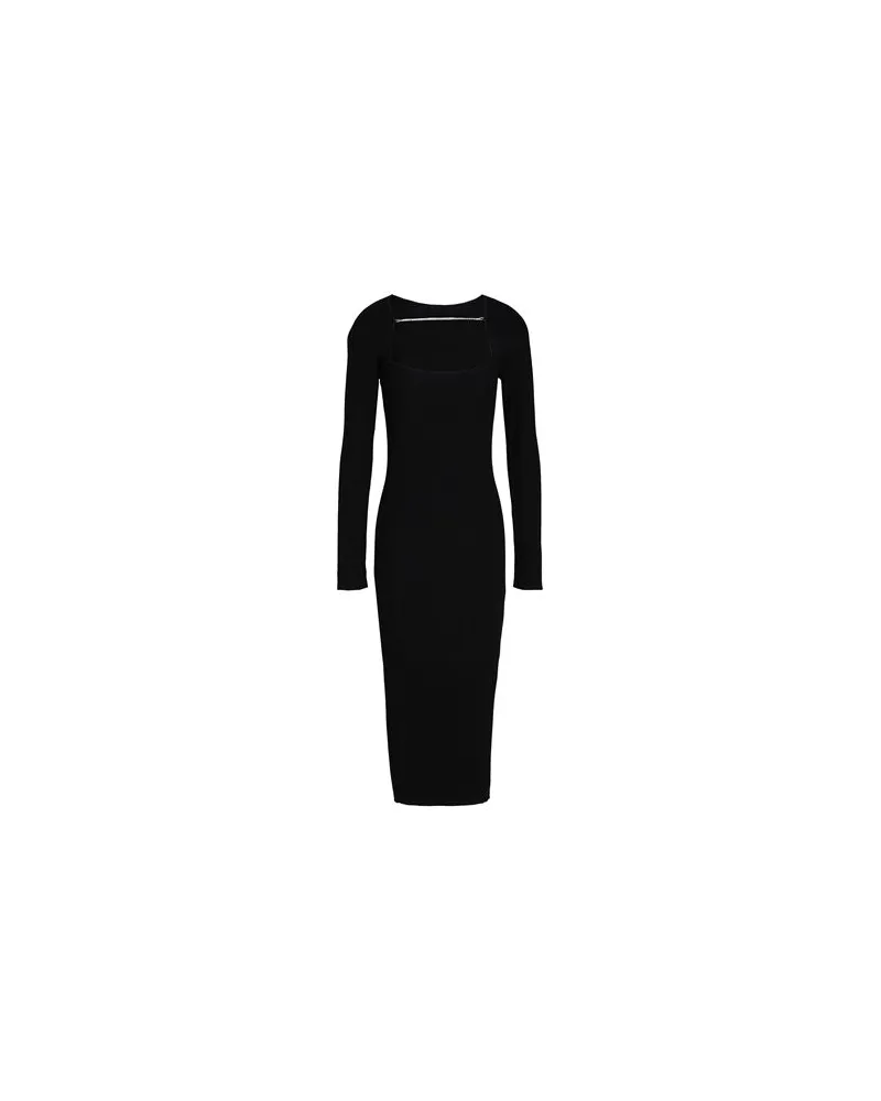 8 by Yoox WOOL BLEND MIDI DRESS WITH CHAIN NECKLINE DETAIL  - KLEIDER - Midi-Kleiderauf YOOX.COM Schwarz