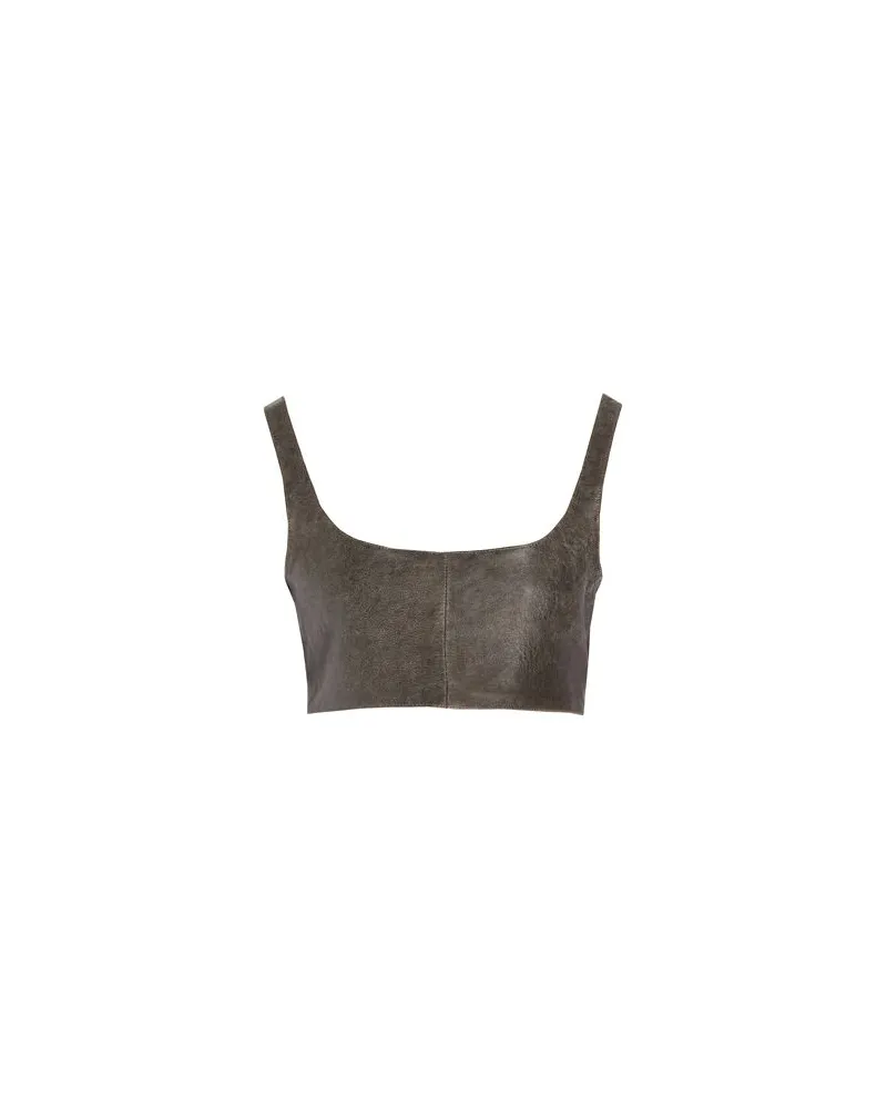 8 by Yoox WASHED-EFFECT LEATHER CROP TOP  - TOPS - Topsauf YOOX.COM Blei