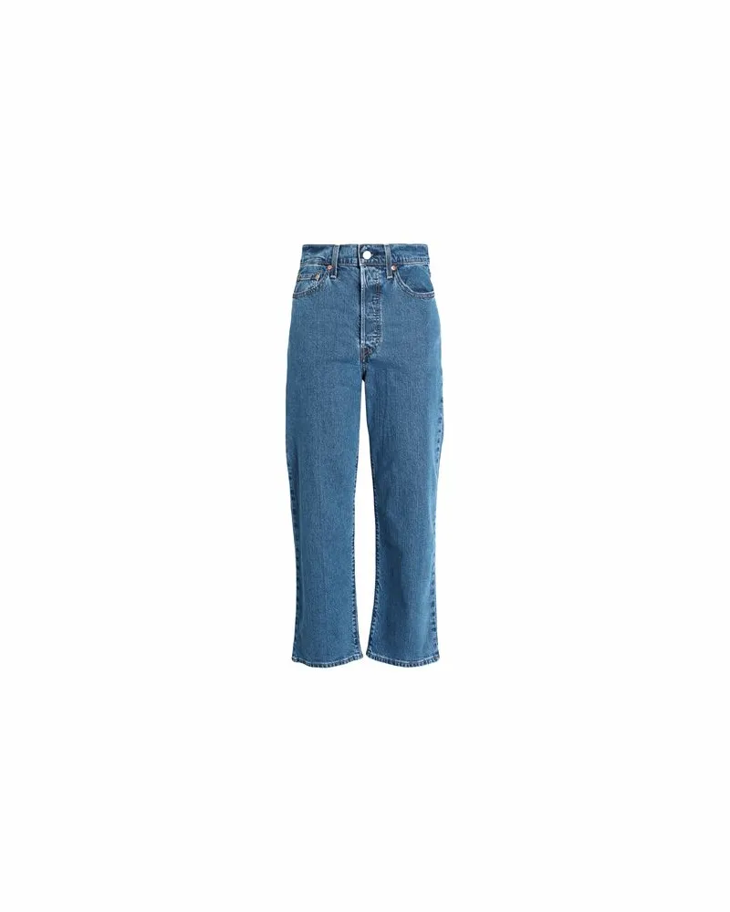 Levi's RIBCAGE STRAIGHT ANKLE DARK INDIGO - FLAT FINISH  - HOSEN & RÖCKE - Jeanshosenauf YOOX.COM Blau