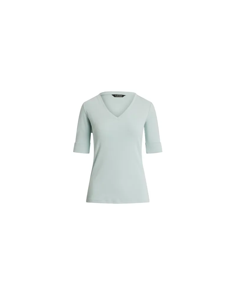 Ralph Lauren STRETCH COTTON ELBOW-SLEEVE V-NECK TEE  - TOPS - T-shirtsauf YOOX.COM Säuregrün
