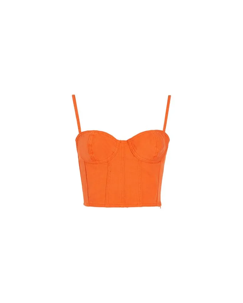 8 by Yoox ORGANIC COTTON DENIM BUSTIER  - TOPS - Topsauf YOOX.COM Orange