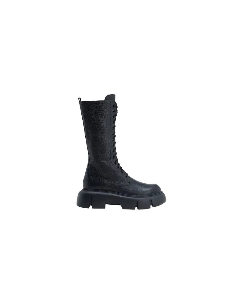 8 by Yoox LEATHER HIGH COMBAT ANKLE BOOTS  - SCHUHE - Stiefelauf YOOX.COM Schwarz