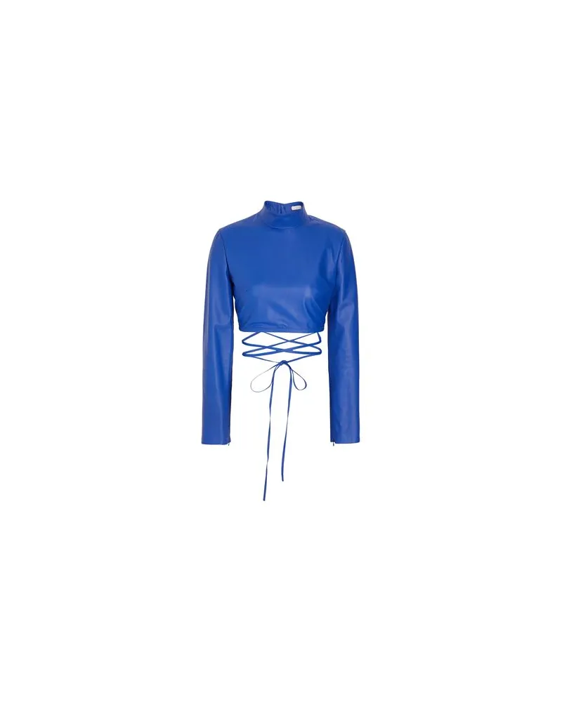 8 by Yoox LEATHER MOCK-NECK CROP TOP  - TOPS - Topsauf YOOX.COM Blau