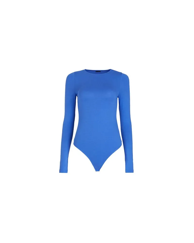 8 by Yoox VISCOSE CREWNECK THONG BODYSUIT  - TOPS - Bodysuitsauf YOOX.COM Blau