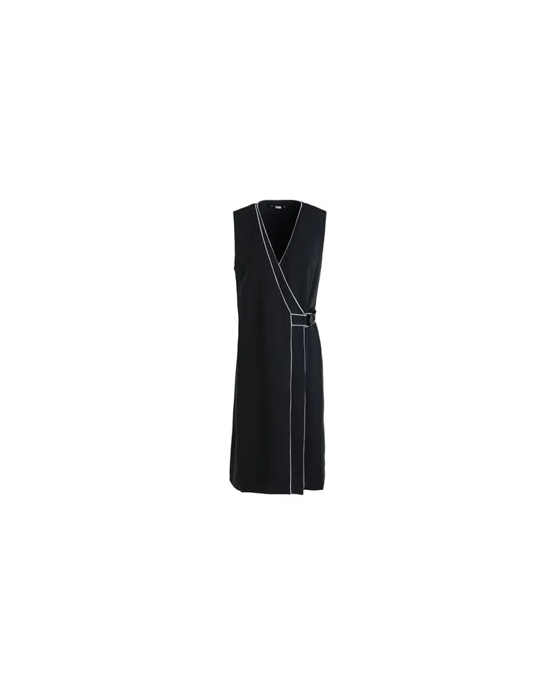 Karl Lagerfeld Wrap Dress W/ Contrast Piping  - KLEIDER - Midi-Kleiderauf YOOX.COM Schwarz