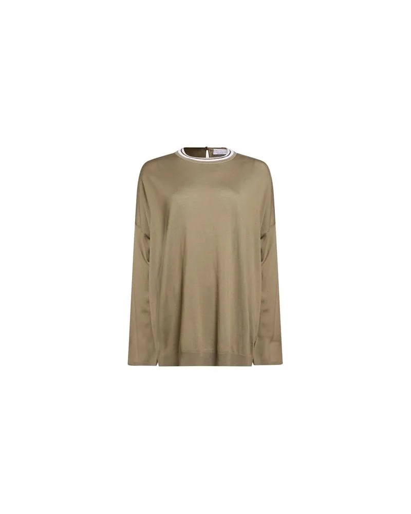 Brunello Cucinelli STRICKWAREN - Pulloverauf YOOX.COM Militärgrün