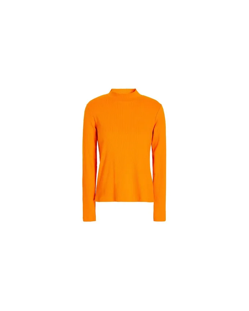 8 by Yoox RIBBED ORGANIC COTTON TURTLENECK T-SHIRT   - TOPS - Topsauf YOOX.COM Orange