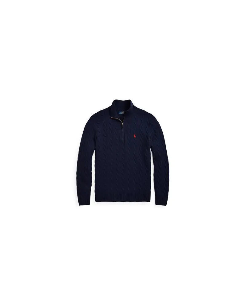 Ralph Lauren CABLE-KNIT WOOL-CASHMERE SWEATER  - STRICKWAREN - Rollkragenpulloverauf YOOX.COM Marineblau