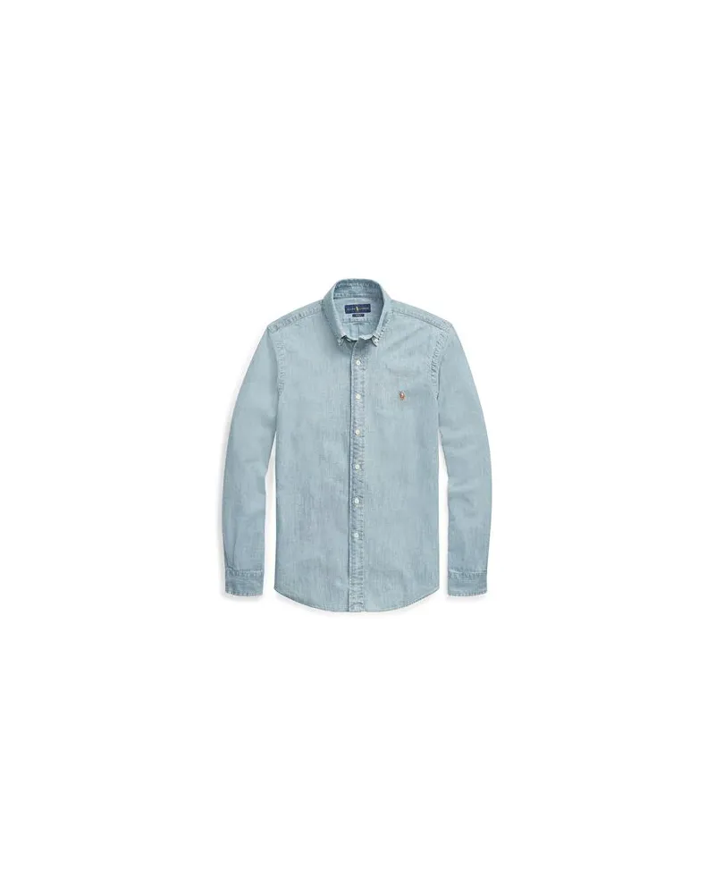 Ralph Lauren Slim Fit Chambray Shirt   - TOPS - Jeanshemdenauf YOOX.COM Blau