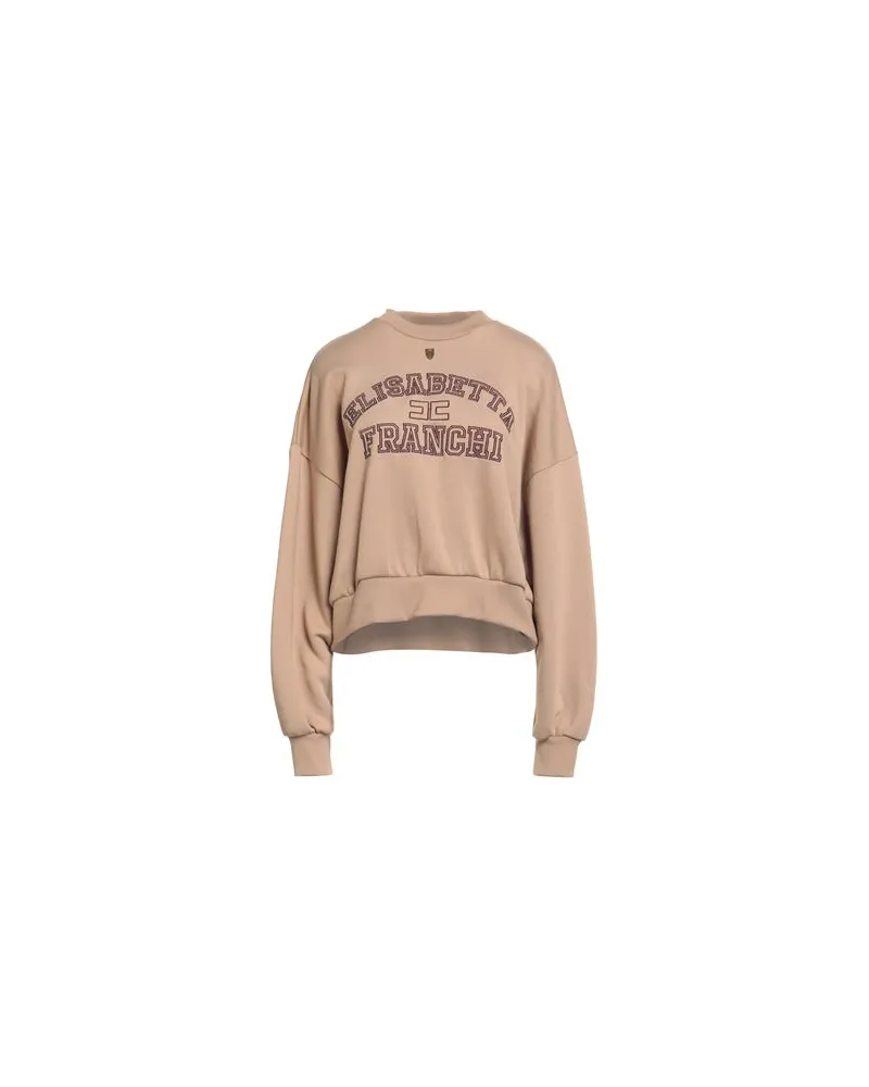 Elisabetta Franchi TOPS - Sweatshirtsauf YOOX.COM Beige