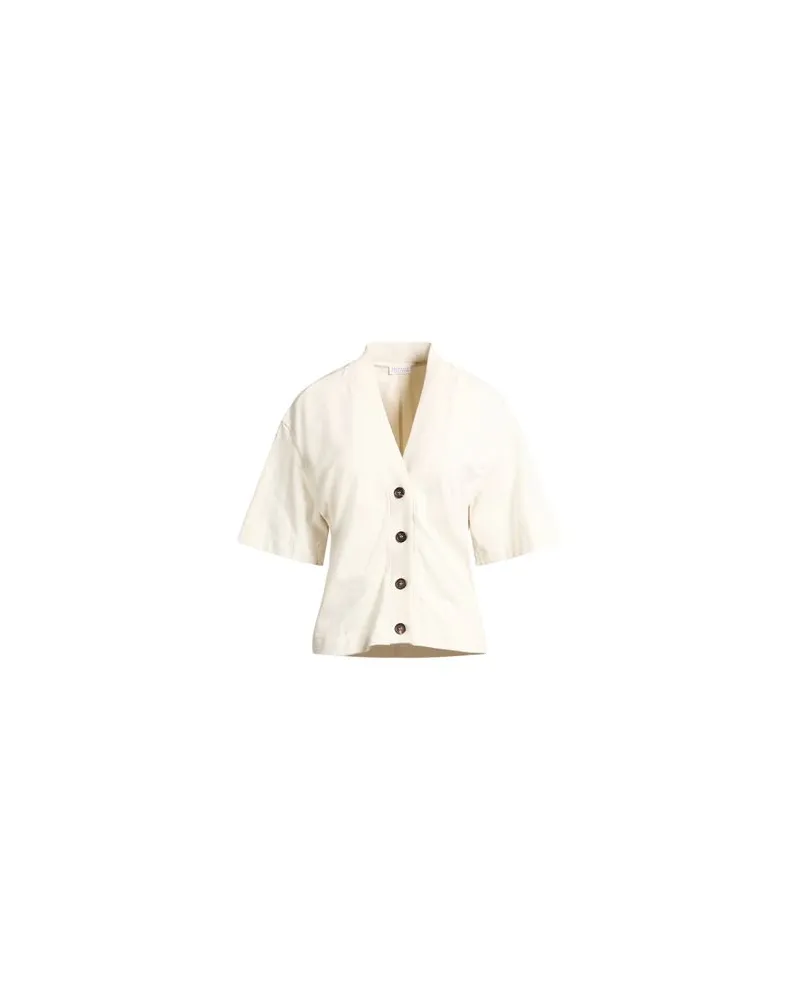 Brunello Cucinelli STRICKWAREN - Strickjackenauf YOOX.COM Cremeweiß
