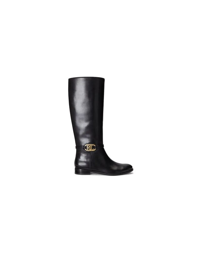 Ralph Lauren BRIDGETTE BURNISHED LEATHER TALL BOOT  - SCHUHE - Stiefelauf YOOX.COM Schwarz