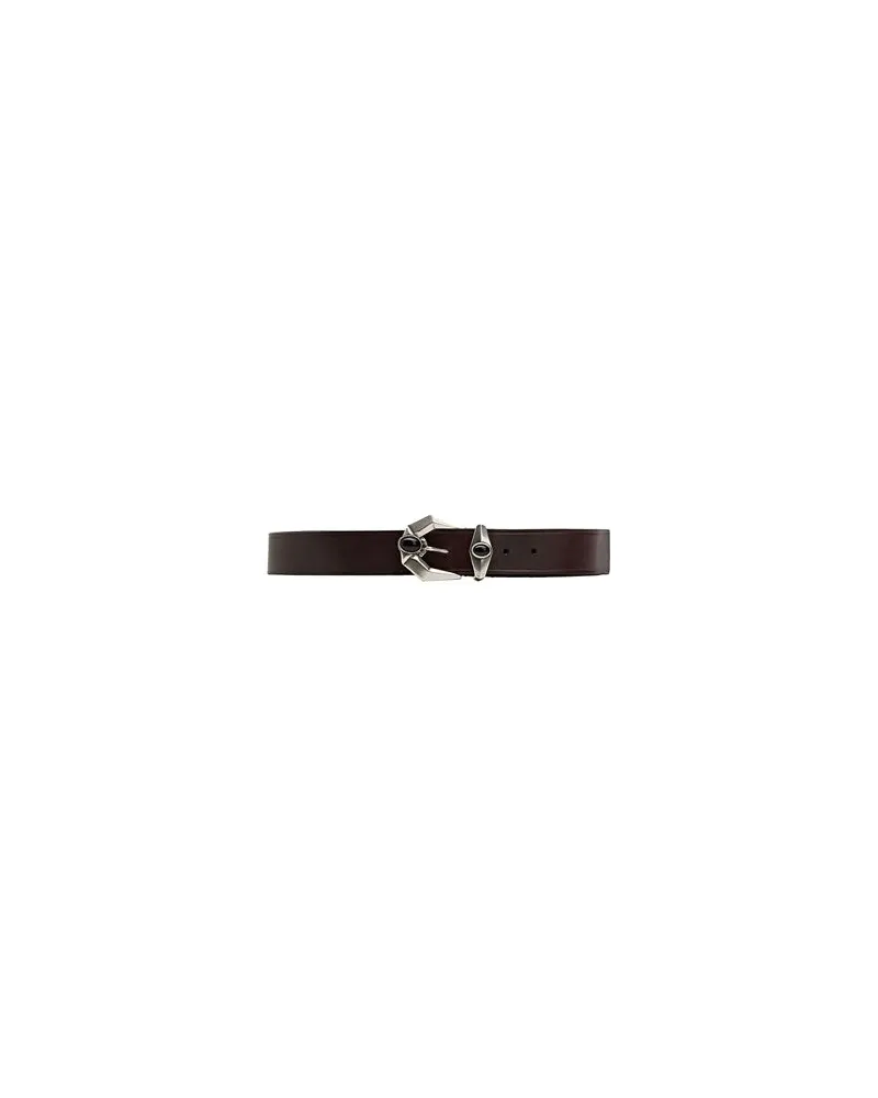 8 by Yoox METALLIC GEOMETRIC BUCKLE LEATHER BELT  - Kleinlederwaren - Gürtelauf YOOX.COM Dunkelbraun