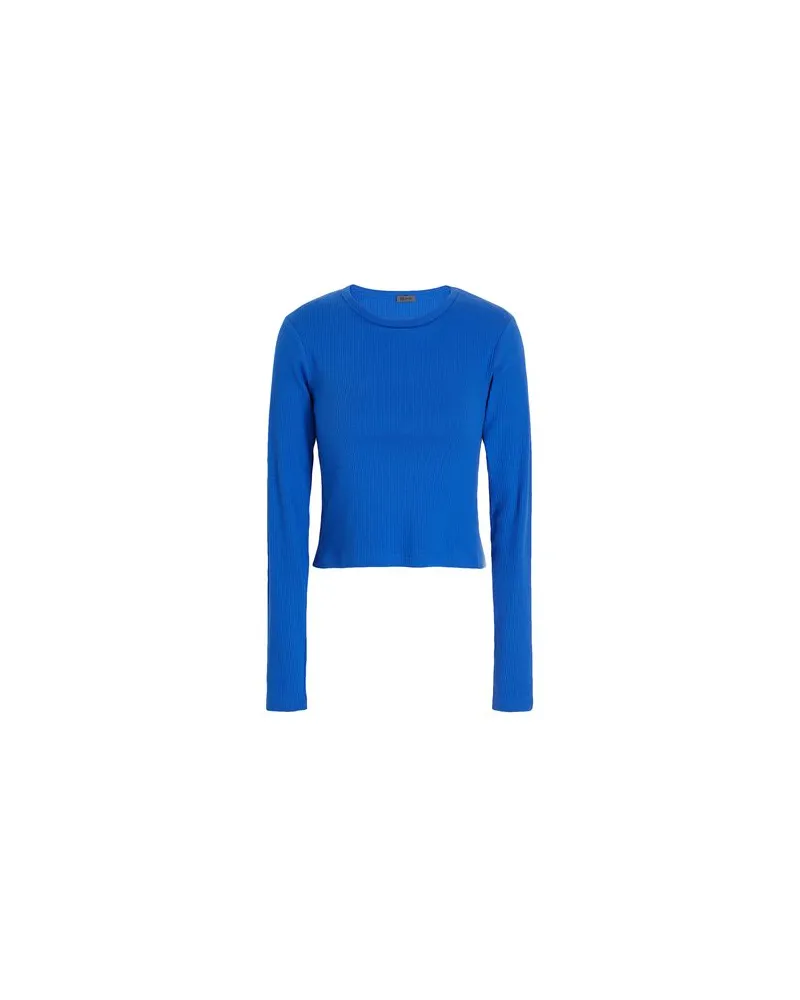 8 by Yoox ORGANIC COTTON CREW-NECK LONG SLEEVES RIBBED TOP  - TOPS - T-shirtsauf YOOX.COM Blau