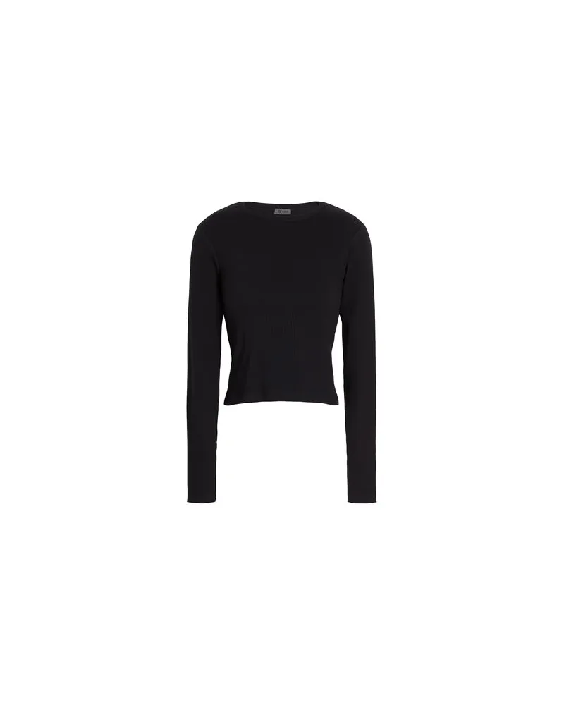 8 by Yoox ORGANIC COTTON CREW-NECK LONG SLEEVES RIBBED TOP  - TOPS - T-shirtsauf YOOX.COM Schwarz