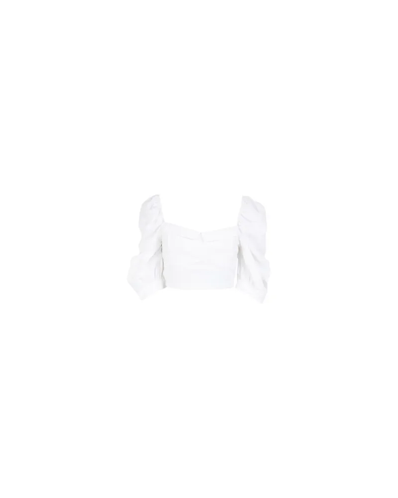 8 by Yoox VISCOSE BLENF PUFF-SLEEVE CROP TOP  - TOPS - Topsauf YOOX.COM Weiß