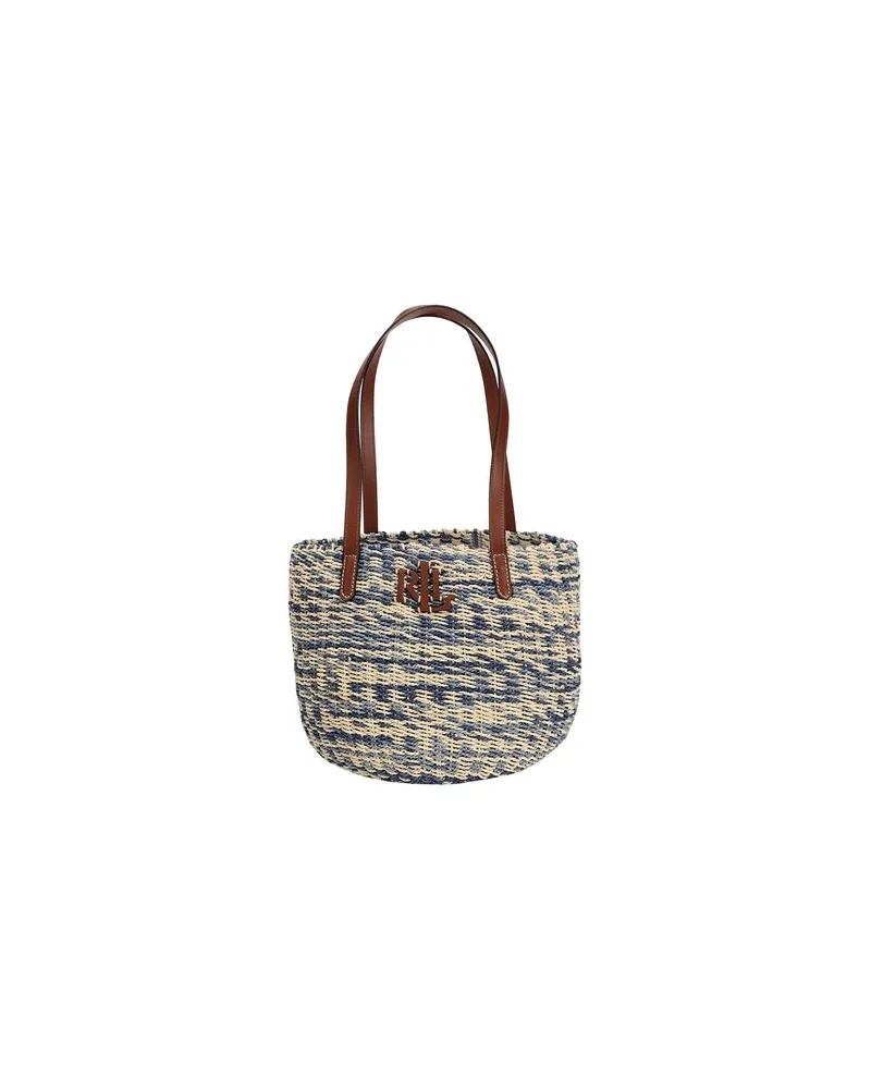 Ralph Lauren STRIPED STRAW MEDIUM HARTLEY TOTE BAG  - TASCHEN - Schultertaschenauf YOOX.COM Marineblau
