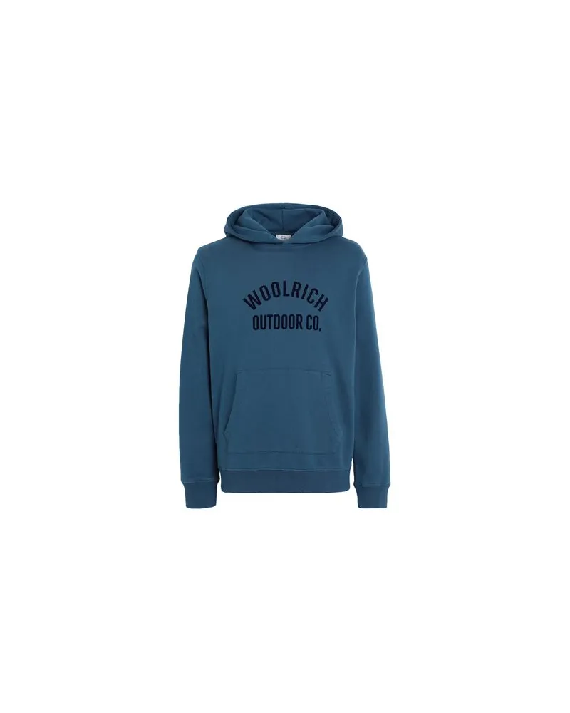 Woolrich ORGANIC COTTON SCRIPT HOODIE   - TOPS - Sweatshirtsauf YOOX.COM Taubenblau