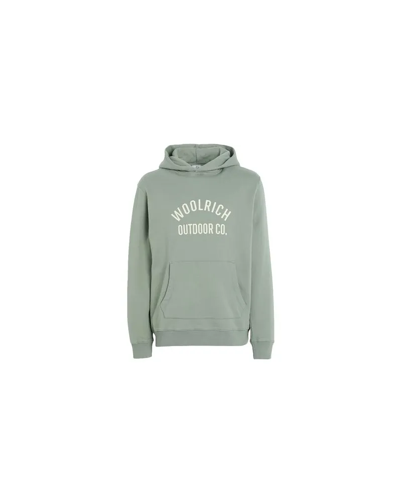 Woolrich ORGANIC COTTON SCRIPT HOODIE   - TOPS - Sweatshirtsauf YOOX.COM Salbeigrün