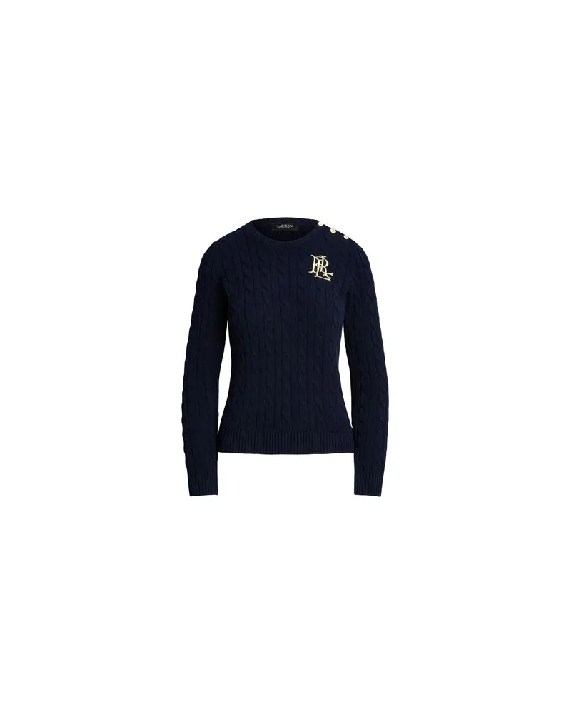 Ralph Lauren BUTTON-TRIM CABLE-KNIT COTTON SWEATER  - STRICKWAREN - Pulloverauf YOOX.COM Marineblau