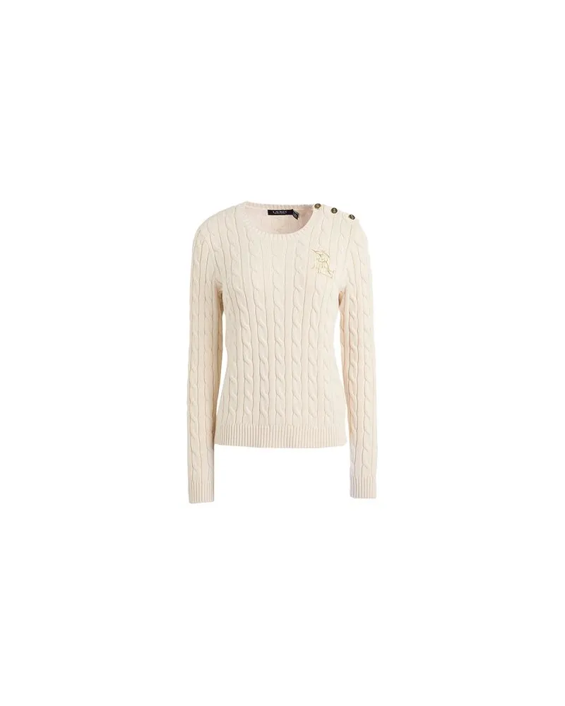 Ralph Lauren BUTTON-TRIM CABLE-KNIT COTTON SWEATER  - STRICKWAREN - Pulloverauf YOOX.COM Elfenbein