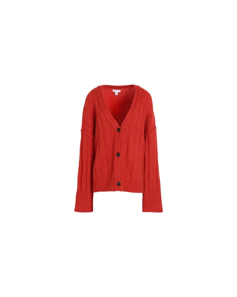 Topshop STRICKWAREN - Strickjackenauf YOOX.COM Tomatenrot