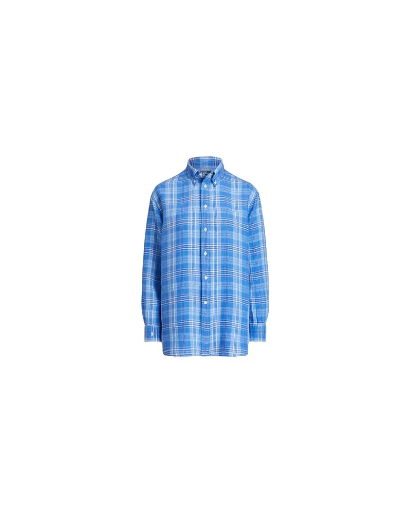 Ralph Lauren RELAXED FIT PLAID LINEN SHIRT  - TOPS - Hemdenauf YOOX.COM Blau