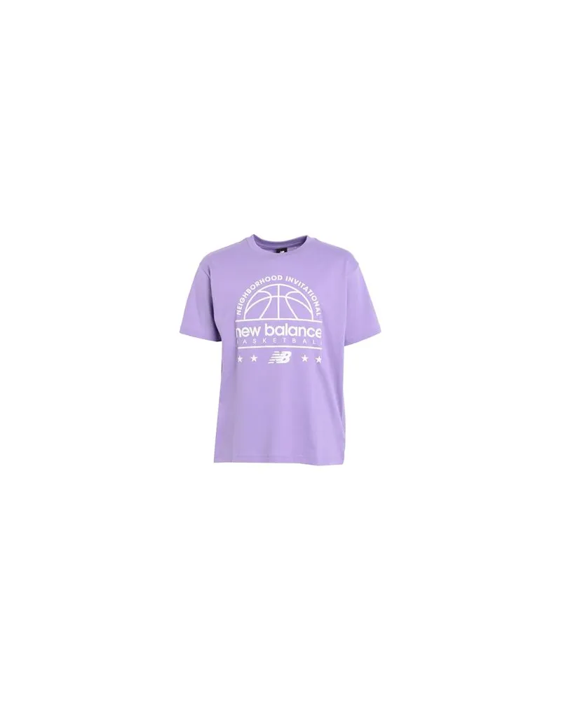 New Balance Hoops Cotton Jersey Short Sleeve T-shirt  - TOPS - T-shirtsauf YOOX.COM Lila