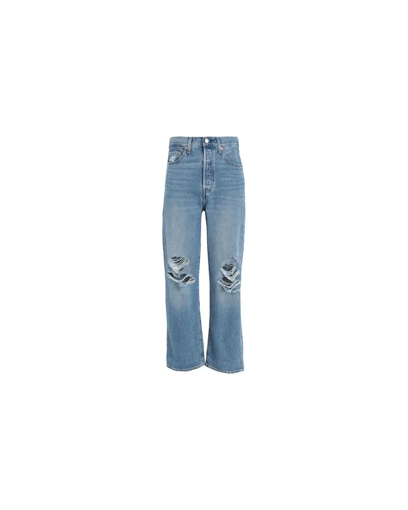 Levi's RIBCAGE STRAIGHT ANKLE - WORN IN  - HOSEN & RÖCKE - Jeanshosenauf YOOX.COM Blau