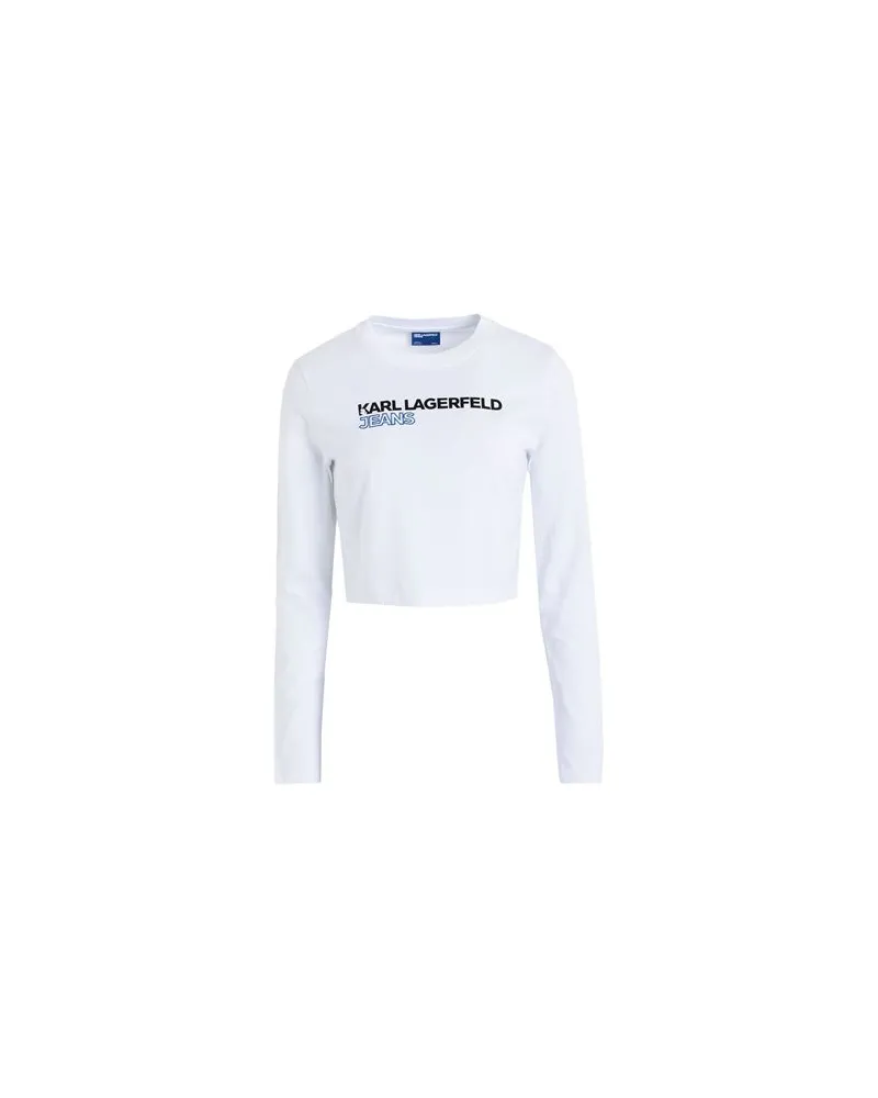 Karl Lagerfeld KLJ CROPPED LSLV LOGO TEE  - TOPS - T-shirtsauf YOOX.COM Weiß