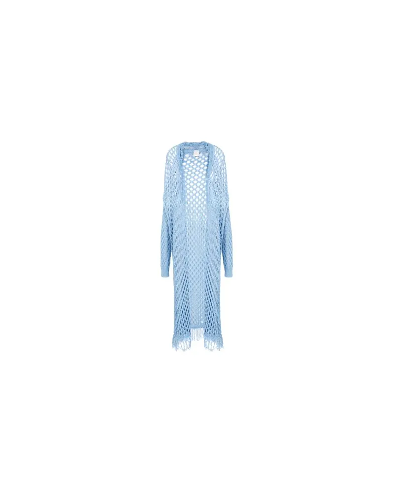 8 by Yoox OPEN WORK FRINGED LONG CARDIGAN  - STRICKWAREN - Strickjackenauf YOOX.COM Himmelblau