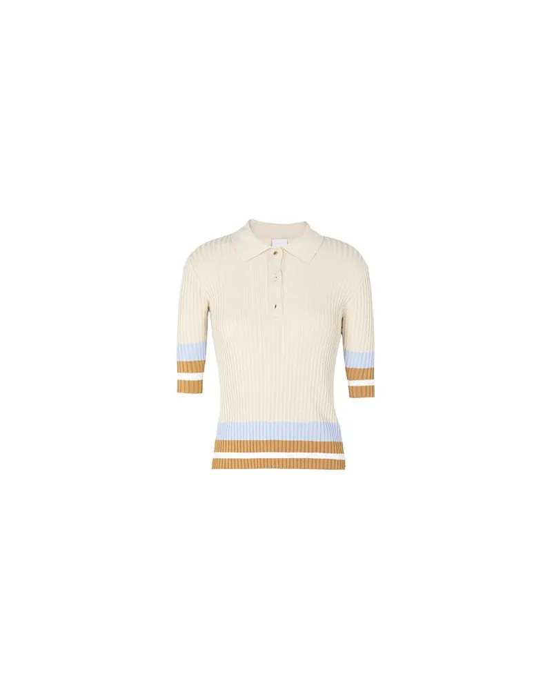 8 by Yoox CONTRAST RIB-KNIT SLEEVE POLO-NECK SWEATER  - STRICKWAREN - Pulloverauf YOOX.COM Beige